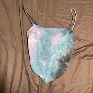 Tie dye scarf tied top
